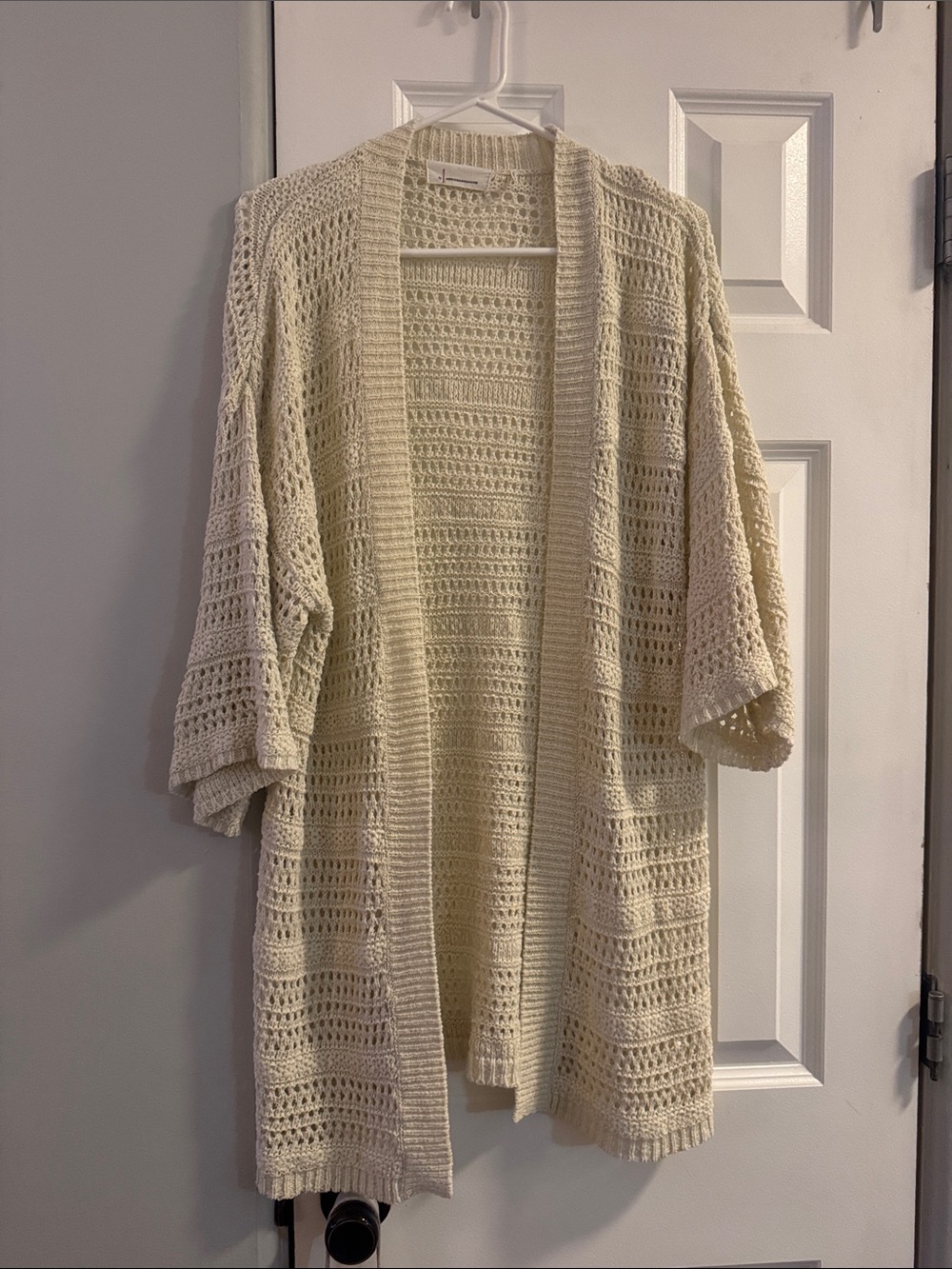 Anthropologie Cream Open-Weave Crochet Cardigan